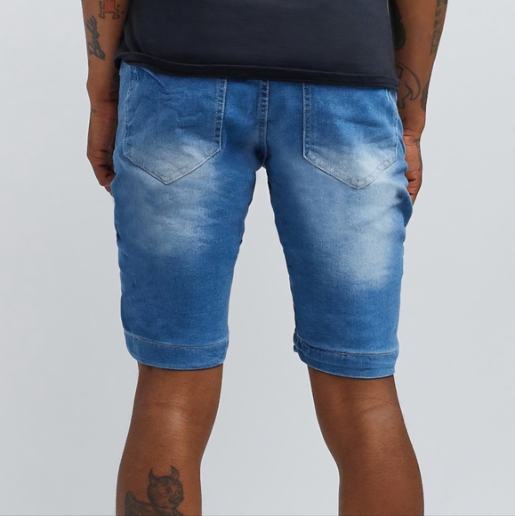 Reason Brand Beaters Moto Blue Denim Short NWT Size 32 BZ-3207 - Picture 2 of 3
